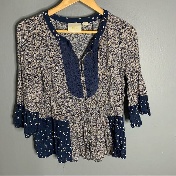 Anthropologie Navy and Cream Blouse - Picture 10 of 10